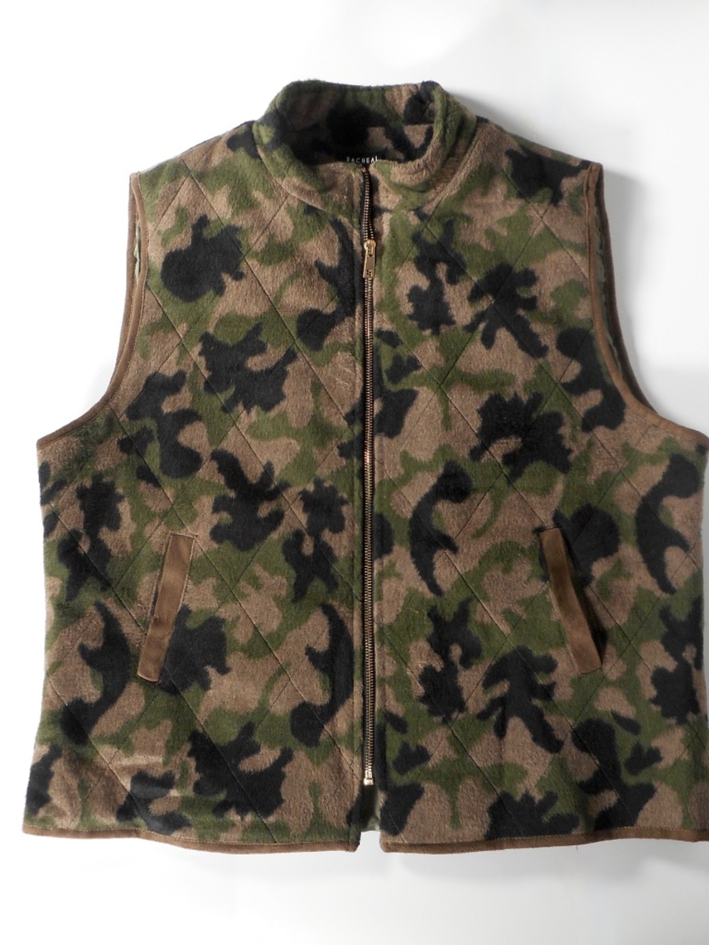 Racheal Camo Fleece Vest Womens Sz 3XL Green Brown Full Zip Gorpcore Utility